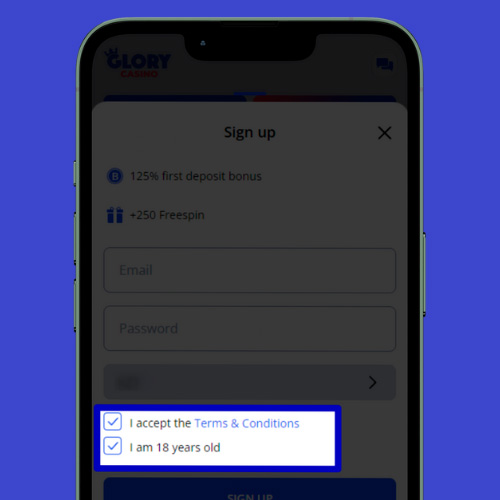 Confirm your consent at Glory Casino